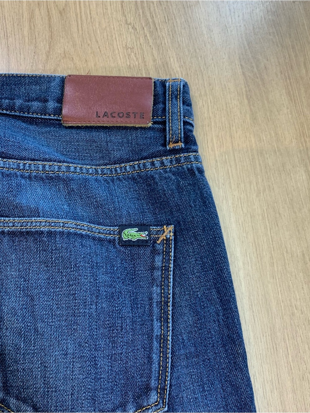 LACOSTE Straight Leg Denim Jeans Blue Medium Wash